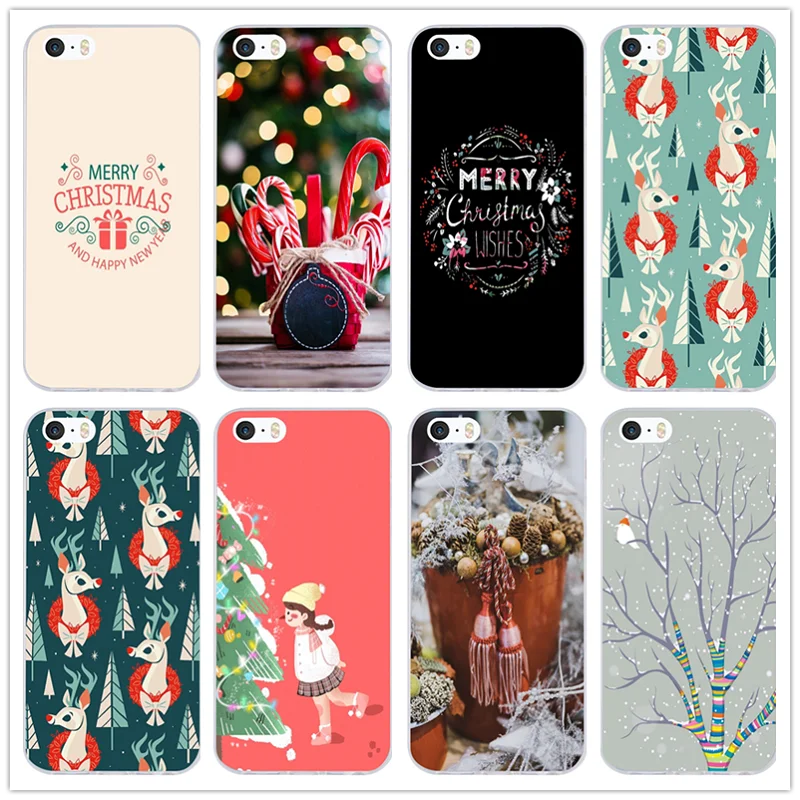 Милый Рождественский и новогодний дизайн для iphone 5 мягкие силиконовые чехлы
