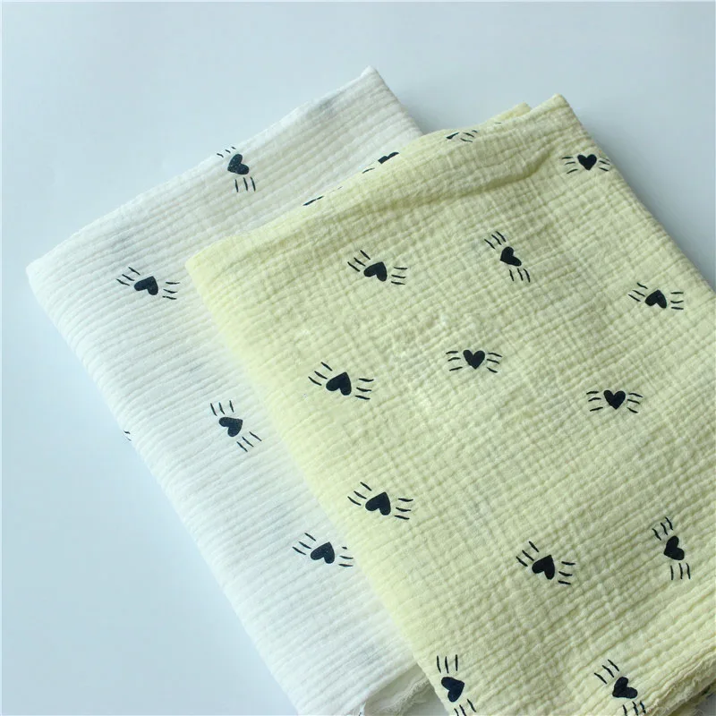 Белый/желтый чистый хлопок креп ткань в форме сердца материал для лоскутного