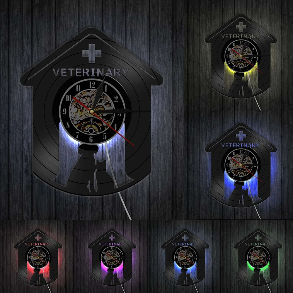 Классические виниловые настенные часы для ветеринарии собак кошек современный