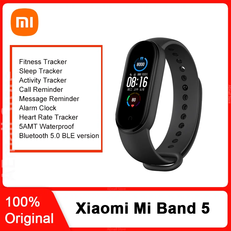 Новые умные браслеты Xiaomi Mi Band 5 браслет Miband пульсометр фитнес Bluetooth спортивный