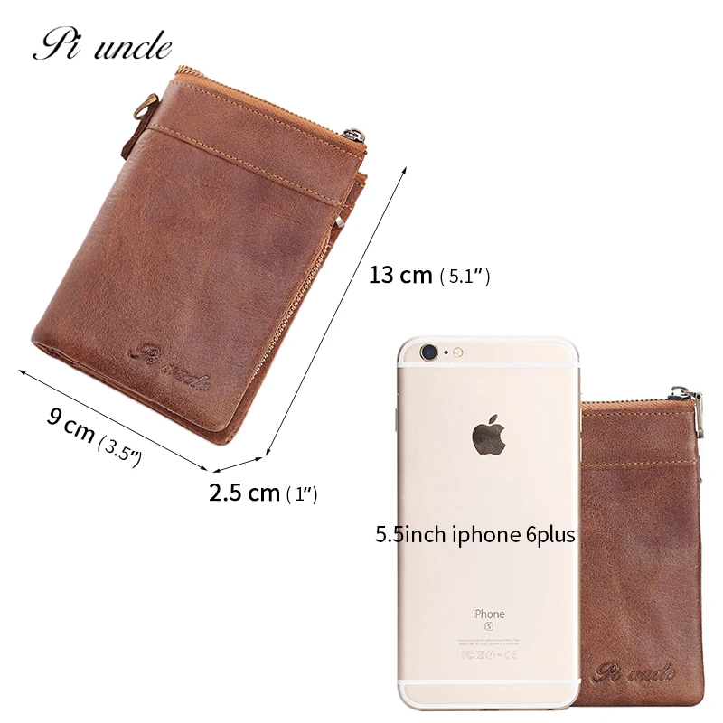PI UNCLE Fashion Genuine Cowhide Leather Vintage Men's Wallet Men Purses Multi-Card Card Holder Luxury Clutch | Багаж и сумки