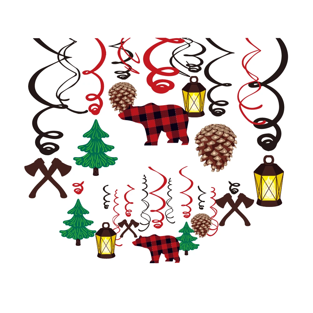 

PVC Lattice Lumberjack Deer Birthday Party Ceiling Hanging Decorating Swirls Spirals Backdrops Xmas Party Favors Decorations