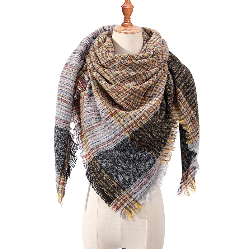 

2019 women scarf fashion plaid winter scarves for ladies cashmere shawls wraps warm neck Triangle Bandage pashmina