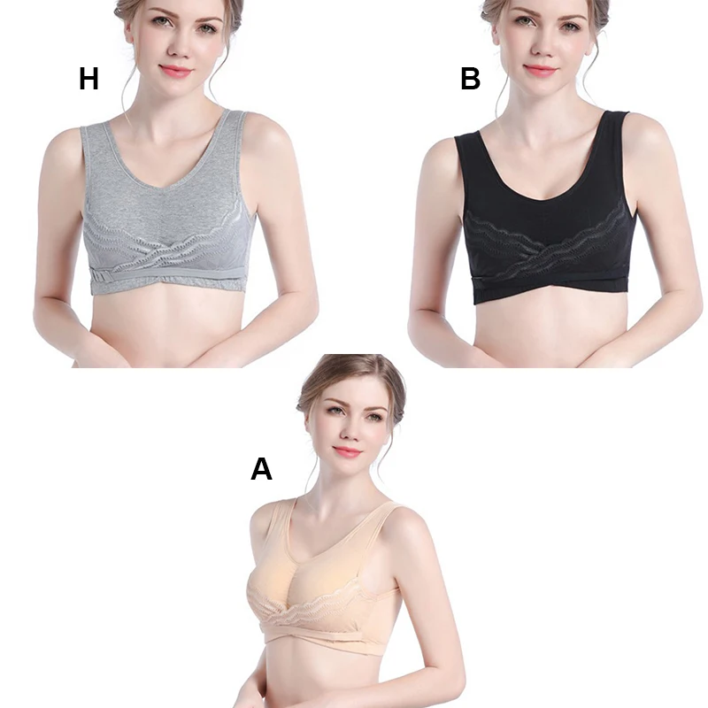 Women Underwear Wire Free Cotton Gathered Seamless Comfortable Bra Solid Smooth Ladies Full Cup Front Closure Push Up | Женская одежда