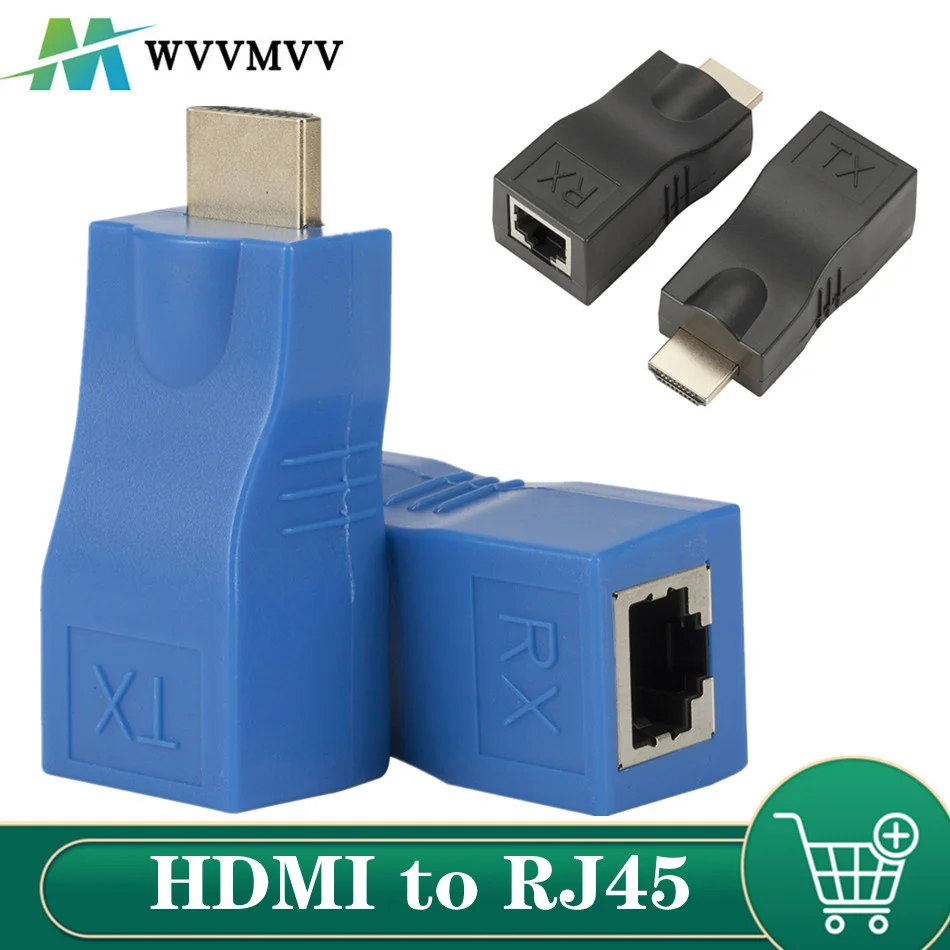 WVVMVV 1 пара HDMI-совместимый удлинитель 4K 4 30 м для RJ45 через Cat 5e/6 сетевой LAN Ethernet