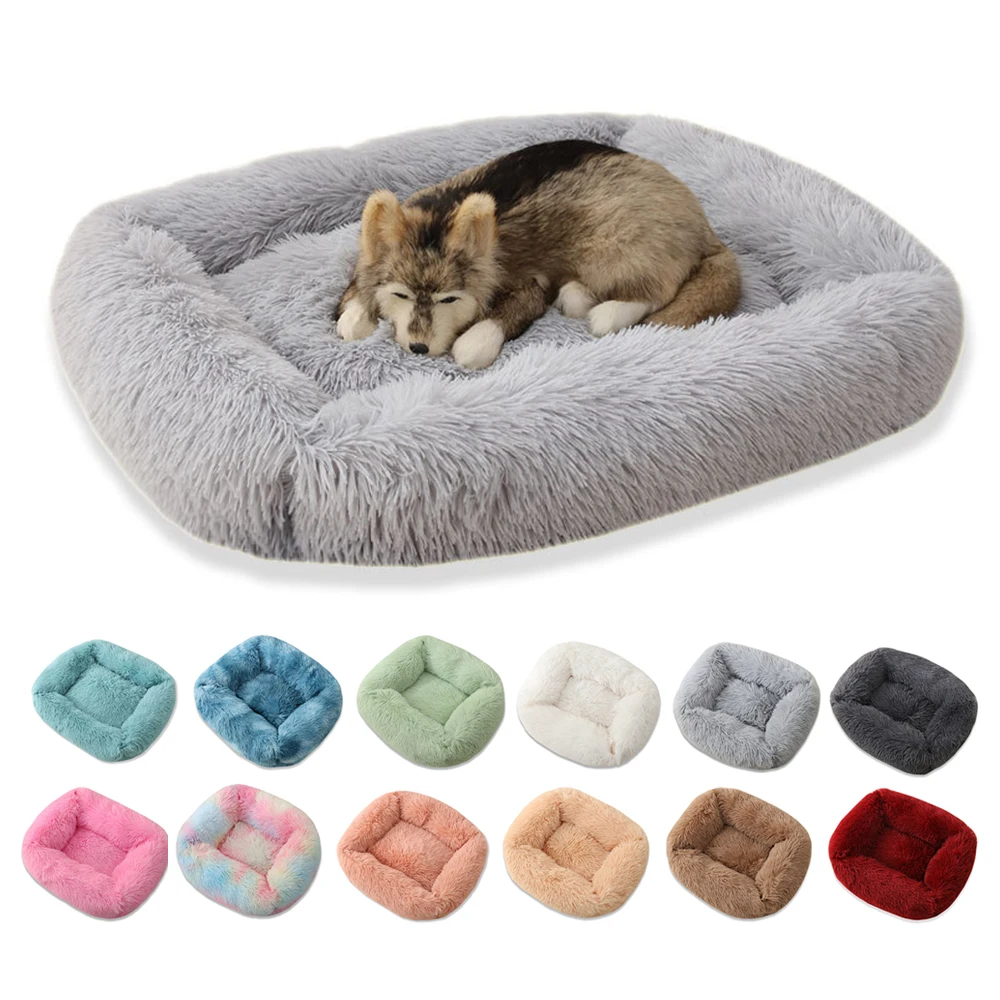 

Square Dog Bed Long Plush Pet House Soft Warm Dog Cat Sleeping Mat For Small Medium Large Pets Cushion Basket Pets Supplies