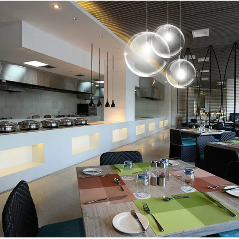 

modern Nordic minimalist glass ball pendant lamp Single-head restaurant bar kitchen hanging lamps E27 WJ504