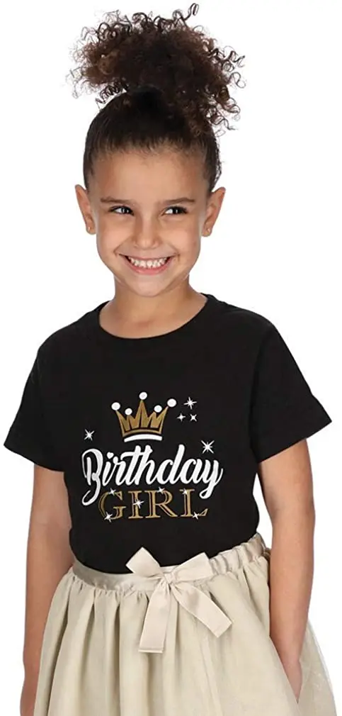 

2021 T Shirt Women Kawaii Summer Tops T-shirt Birthday Girl Shirt Party Outfit Princess Crown Girls Fitted T-Shirt Tee Shirt