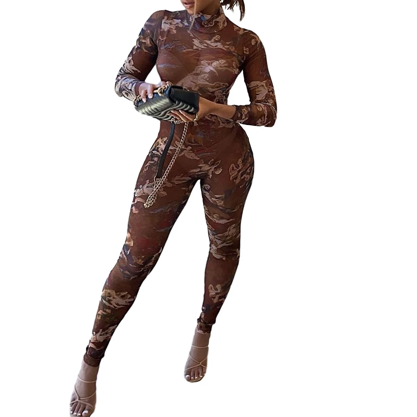 

92P1738596 Summer fashion casual women's sexy screen printed sports Jumpsuit stacked leggings set