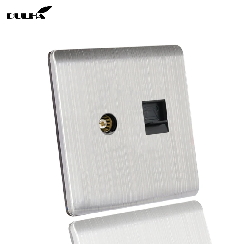 

Telephone And Television Wall Socket Double Port Universal Electrical TV Aerial Socket + RJ11 Jack Plug TEL Outlet Free Shipping