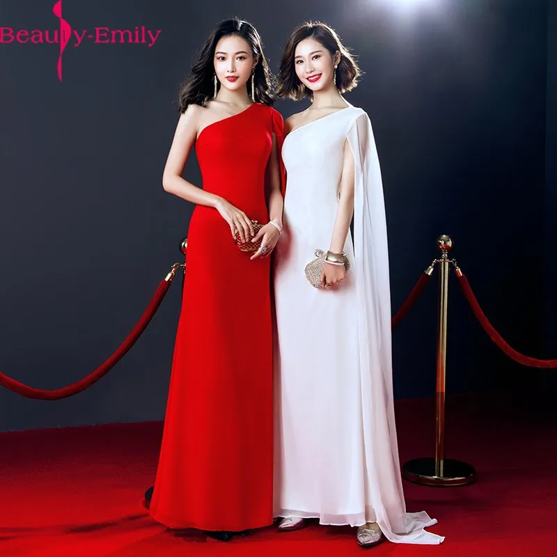 Сексуальное вечернее платье на одно плечо с длинным Расклешенным рукавом