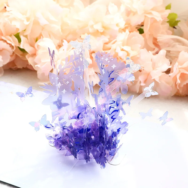 

Crystal Flower Butterfly 3D Greeting Card With Envelope Friend Family Birthday Gifts 15*15CM