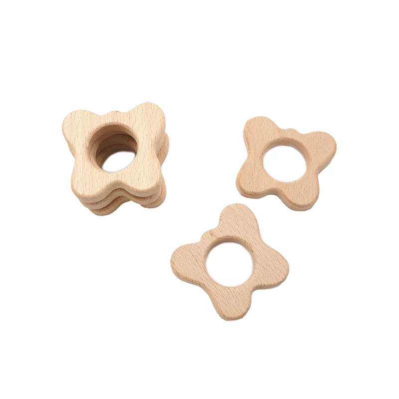 

Chenkai, 10 шт., деревянное кольцо-прорезыватель с цветком, сделай сам, Органическая Экологически чистая детская соска, детская погремушка-прорезатель для зубов Ping, деревянная игрушка