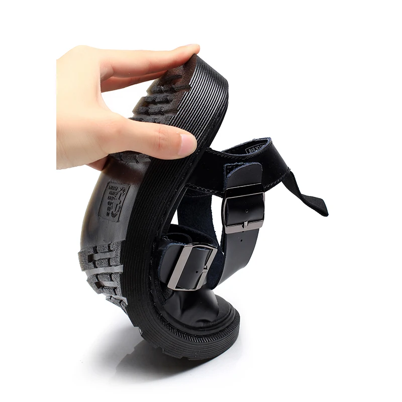 

HOT Genuine Leather Women Beach Shoes Sandals Open Toe Buckle Platform Handmade women Summer Outdoor Sandals Martin Sandals