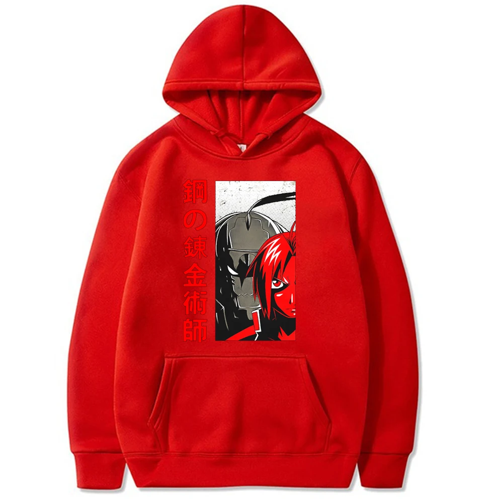 

Anime Style Pullover Cartoon Fullmetal Alchemist Printing Top Unisex Loose Hoodies men
