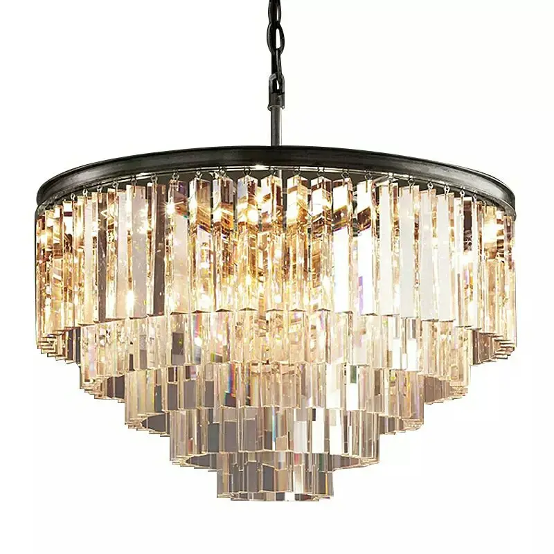 

Modern Crystal Chandelier Light Elegant K9 Crystal Smoky Gray Crystal Suspension Lamparas for Cafe Restaurant Hotel Lighting