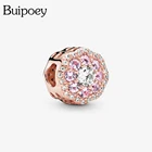 Buipoey 2 шт. розовый яркий цветок из бисера браслет подходит Pandora змея цепи ребенок подарок