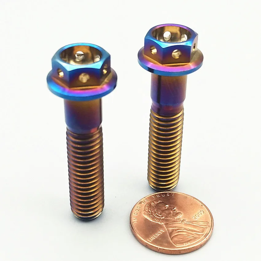 Титановые болты M6 M8 10-50 мм Двигатель DIY MTB синий цвет двойной привод полый фланец головка наружные шестигранные винты Ti Упаковка застежек 4