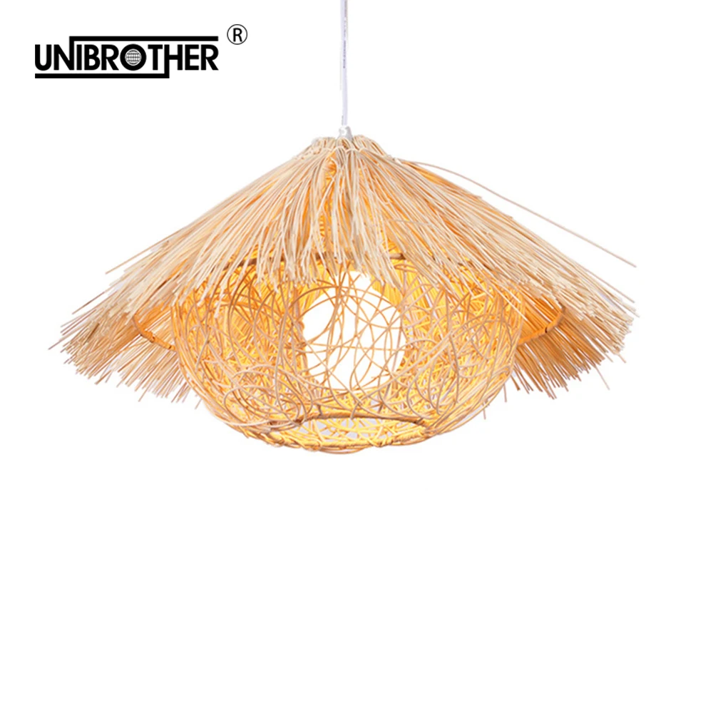 Подвесной светильник из ротанга E27 плетеный вручную в японском стиле для