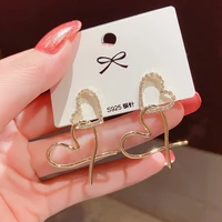 2021 new simple fashion double love diamond earrings for women korean fashion jewelry daily wear earrings party birthday gift