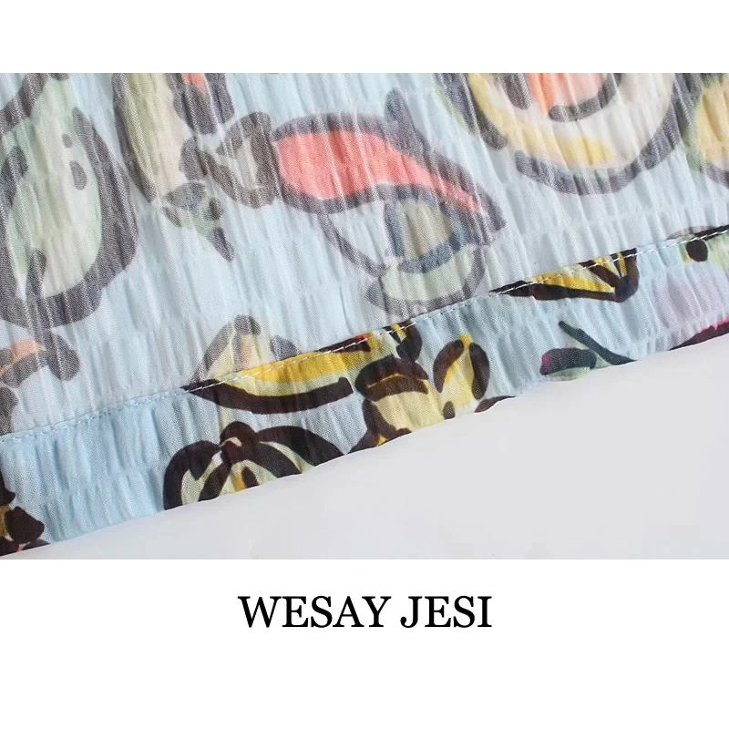 

WESAY JESI Summer Women's Blouse Casual Tops Color Fruit Print Shirt Fashion Single-Breasted Short Sleeve Blouses Street Wear