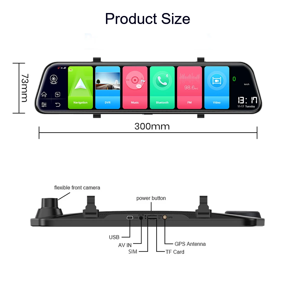 Видеорегистратор автомобильный 12 дюймов 4G Android ADAS GPS Wi Fi|Видеорегистраторы| |