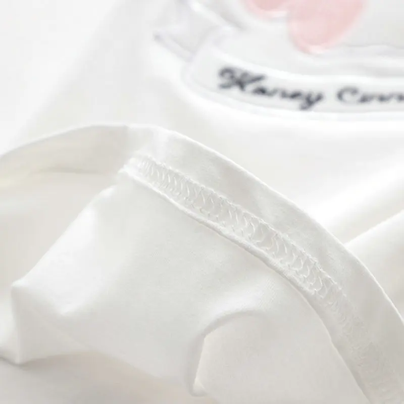 

2021 Summer Mori Girls Style Loose Trumpet Sleeve T-shirt Female Letter Rabbit Embroidered Short Sleeve Women's Tops Tee 2113640