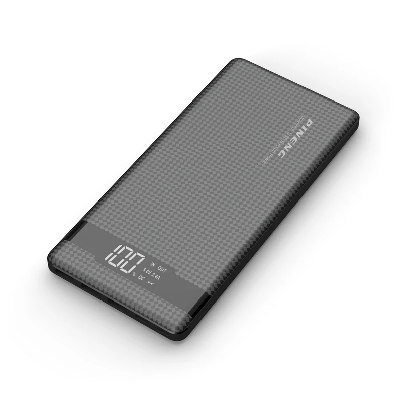 black PINENG PN-952 10000mAh power Bank встроенный зарядный кабель Внешний аккумулятор вибрирующий переключатель USB питания - Тип штекера: black