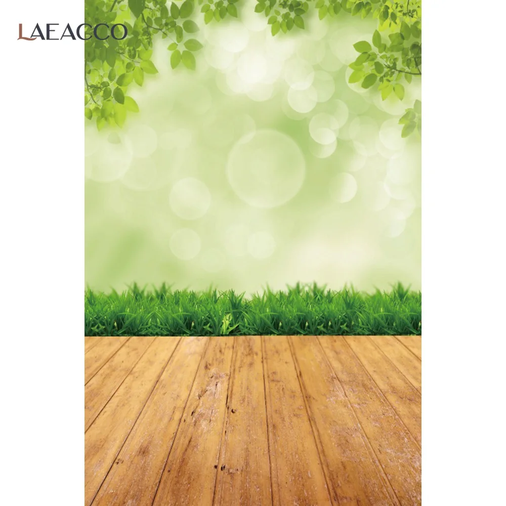 Laeacco весенний портрет задний фон цветы цветок трава светильник боке деревянный