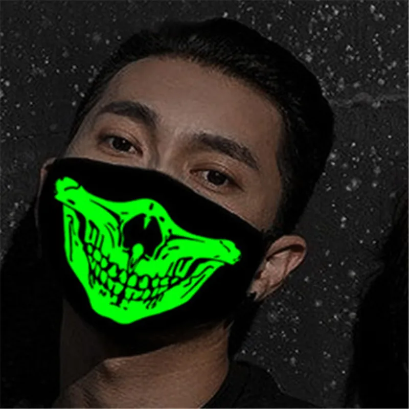Женские и мужские светящиеся темные маскарадные маски с черепом черный рот