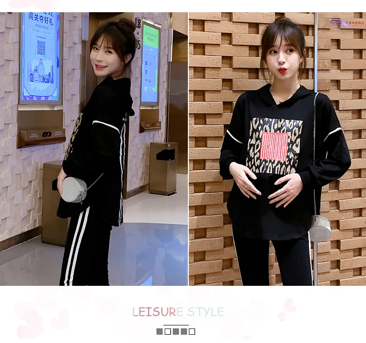 Spring Maternity Top Leggings Suits Long Sleeved Sweatshirt Sets Clothes for Pregnant Women Sports Hoodie Autumn Clothing C880