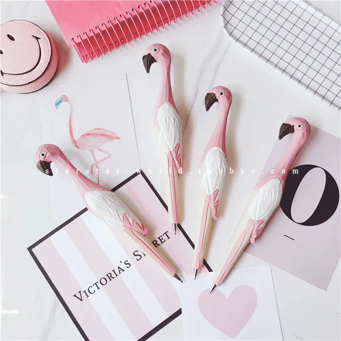 cute pink carton flamingos Wooden animals Ballpoint pen