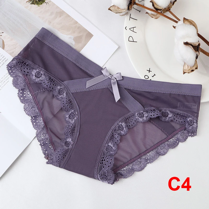 C4 KYLIE розовый 2 шт./партия женские трусики сексуальное кружевное нижнее белье женские трусы нижнее белье цветочные трусики с низкой посадкой прозрачные трусы - Цвет: C4