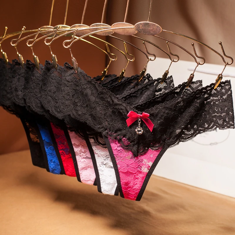 

Women sexy underwear fashion panties bikini lace girls bow thongs contrast colors low waist female lingerie lady panty brief