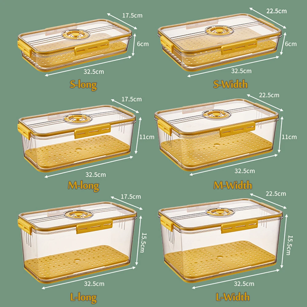 

Refrigerator Storage Box Food Grade PET Thickened Timekeeping Frozen Food Container Stackable Reusable with Lid-leakproof