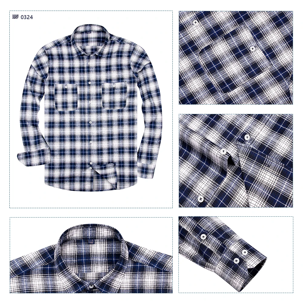 Мужская Фланелевая рубашка в клетку повседневная хлопковая с длинным рукавом