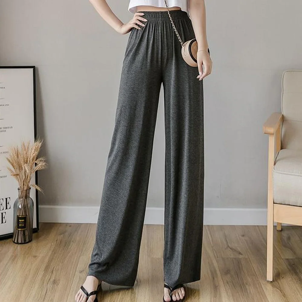 

Women's Pants 2021 Spring Summer Casual Harajuku Wide Leg Pants Fashion Modal Solid High Waist Loose Long Trousers Sweatpants