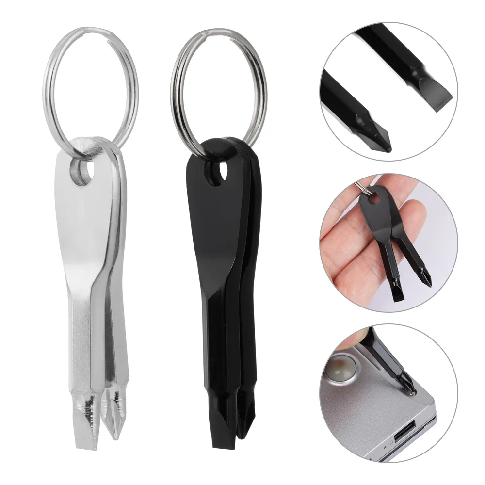 

2pcs Stainless Steel Multi Tools Key Ring EDC Screwdriver Set Pocket Outdoor Tool Set Multitools Keychain Mini Pocket RepairTool