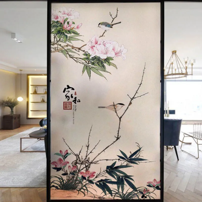 Индивидуальные Ретро наклейки из матового стекла с цветами прозрачная