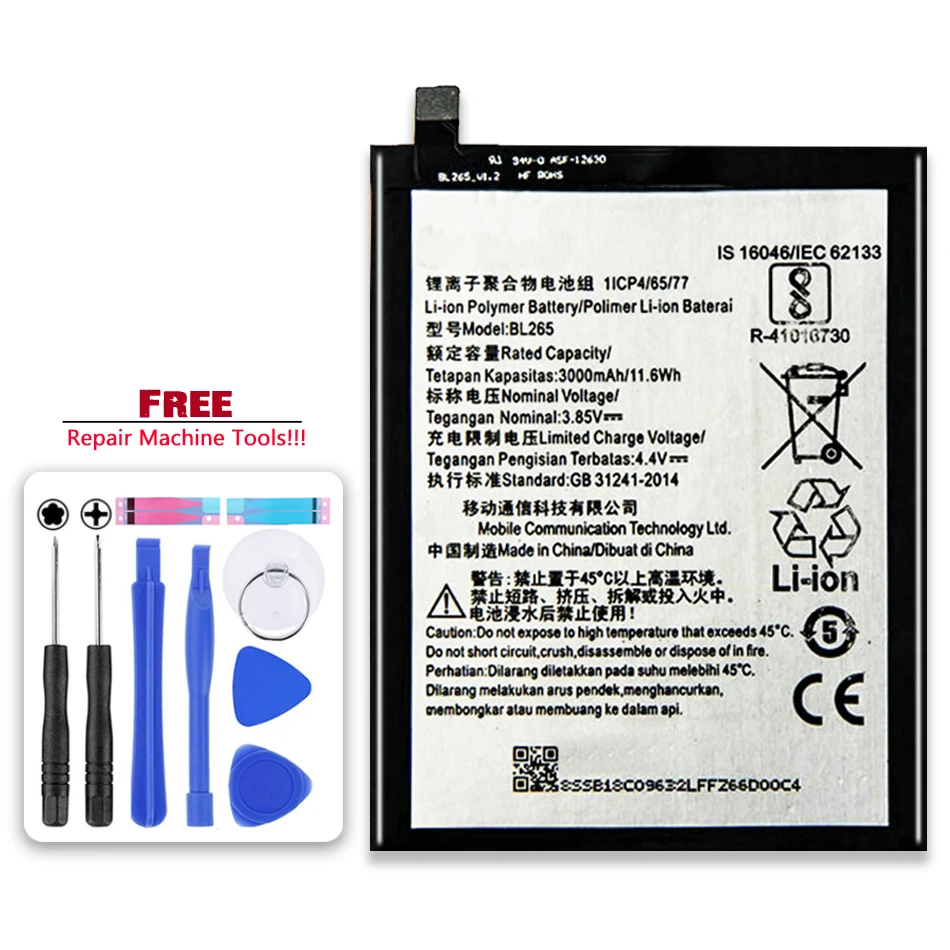 

BL265 3000mAh Replacement BATTERY for Lenovo XT1662 XT1663