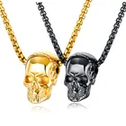 Цепочка с подвеской в виде головы черепа в стиле хип-хоп для мужчин и женщин, ожерелье золотого, черного, серебряного цветов в готическом стиле, 3 цвета, подарок на шею