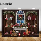 Mocsicka Рождественский фон для фотосъемки с изображением деревянного шкафа для детской вечевечерние НКИ на день рождения фон для фотосъемки украшение для кухни