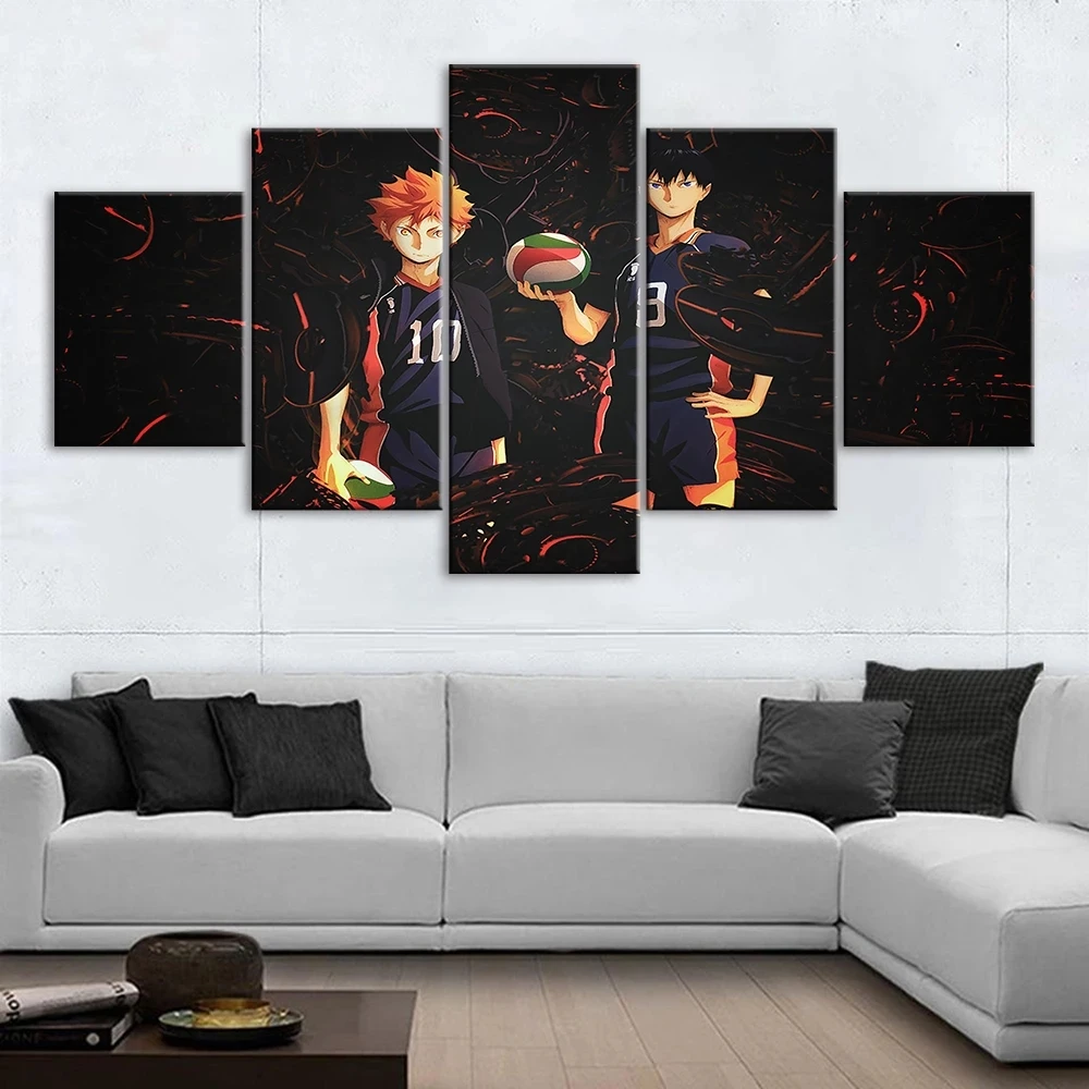 

Haikyuu Hinata En Kageyama Home Decor Canvas Hd Prints Anime Painting 5 Panel Modulaire Wall Art Poster For Living Room Frame