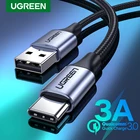 Кабель Ugreen USB Type-C для быстрой зарядки и передачи данных, зарядное устройство для Samsung, huawei, xiaomi redmi, QC3.0, Android, короткий, 25 см, 50 см, 1 м, 2 м, 3 м
