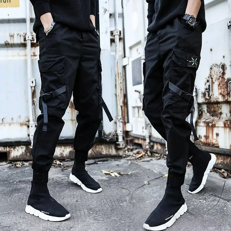 

2021Men Camo Cargo Pants Hip Hop Ribbons Mens Streetwear Casual Pockets Joggers Pants Male Fashion Sweatpants Homme Trousers