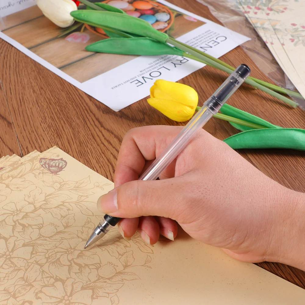 

50pcs European Style Paper Retro Writing Paper Vintage Letter Paper Romantic Stationery (Light Coffee Jasmine)