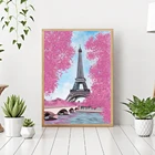 Постер с видом Парижа, с цветочным принтом и цветочным принтом на стены искусства, Франция, город, Франция, принт, Париж skyline, путешествия, домашний декор, холст для живописи