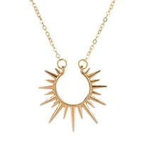 new sun flower pendant necklace for women stainless steel jewelry geometric gold half circle spiked femme collar necklaces gifts