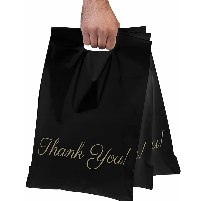 

50PCS Black White Handle Type Poly Mailer With "Thank You" PatternLogistics Package Postal Mailing Bag for On-line Shopping