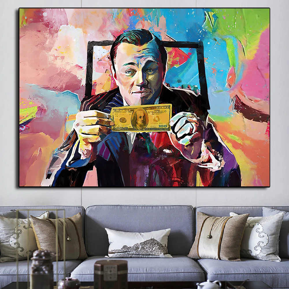 

Graffiti Art Canvas Paintings Wall Man Hold The Money Dollar Art Funny Posters And Prints Street Art Picture For Living Room